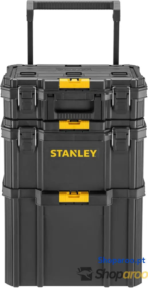 STANLEY Oficina móvel 3 em 1 compacta porta ferramentas integrado 80 L de capacidade total carga 45 kg alça telescópica