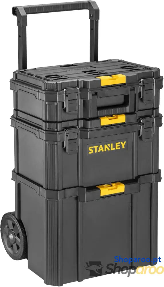 STANLEY Oficina móvel 3 em 1 compacta porta ferramentas integrado 80 L de capacidade total carga 45 kg alça telescópica