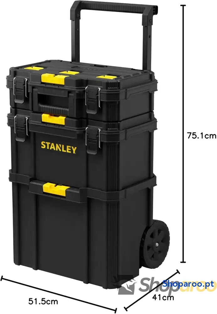 STANLEY Oficina móvel 3 em 1 compacta porta ferramentas integrado 80 L de capacidade total carga 45 kg alça telescópica