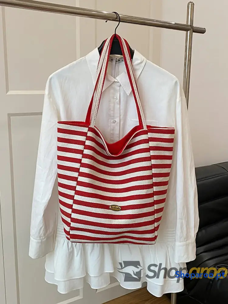 Striped Canvas Tote Bag