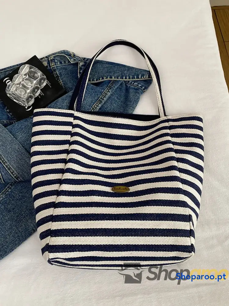 Striped Canvas Tote Bag