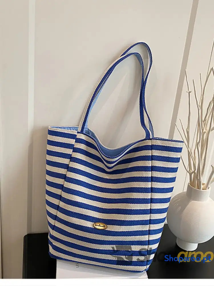 Striped Canvas Tote Bag
