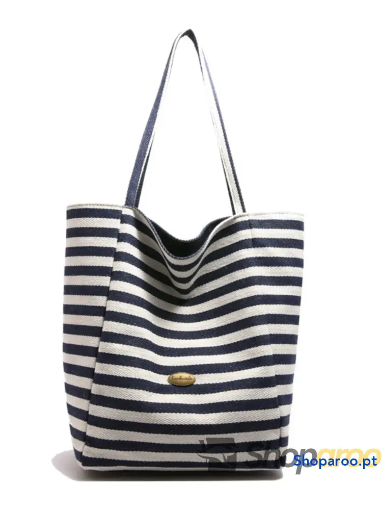 Striped Canvas Tote Bag