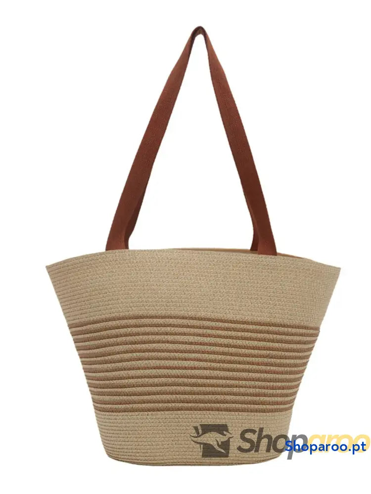 Striped Woven Tote Bag