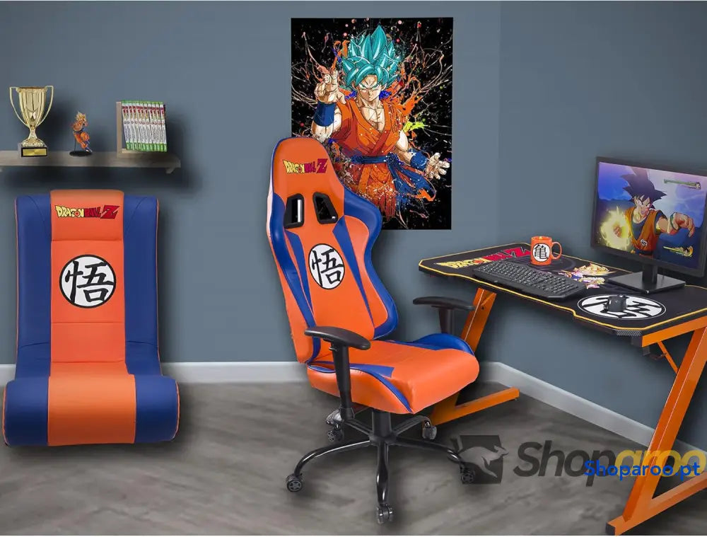 Subsonic DBZ Dragon Ball Z Secretária Gaming Ergonómica com Acabamento em Carbono para PC Mesa Gamer Licença Oficial
