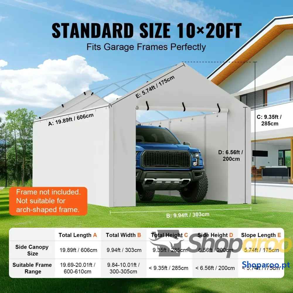 SucceBuy Carport Substituição Garagem Tenda Abrigo Lona Resistente À Prova D’água e Proteção UV.