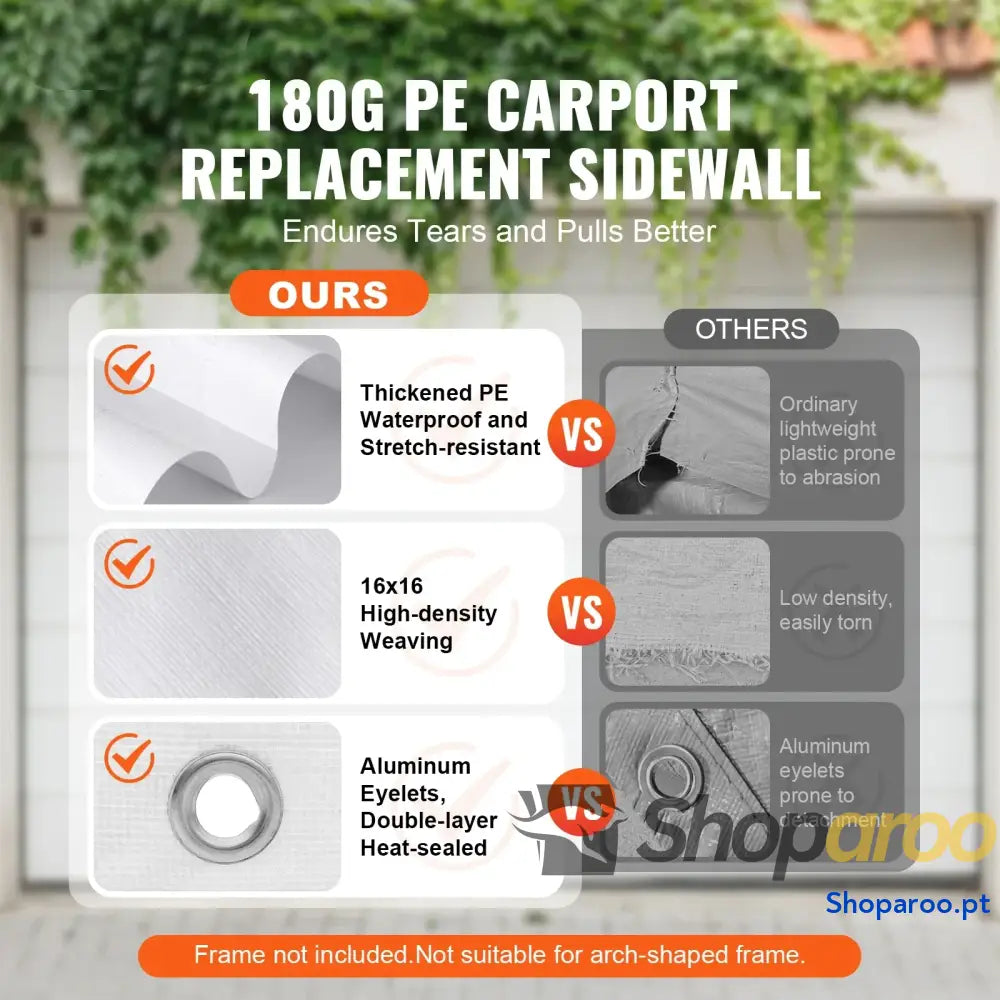 SucceBuy Carport Substituição Garagem Tenda Abrigo Lona Resistente À Prova D’água e Proteção UV.