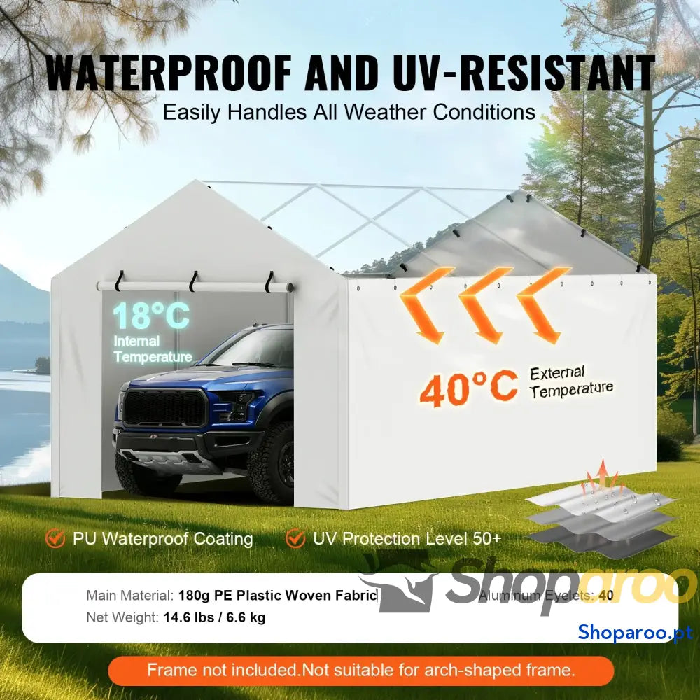 SucceBuy Carport Substituição Garagem Tenda Abrigo Lona Resistente À Prova D’água e Proteção UV.