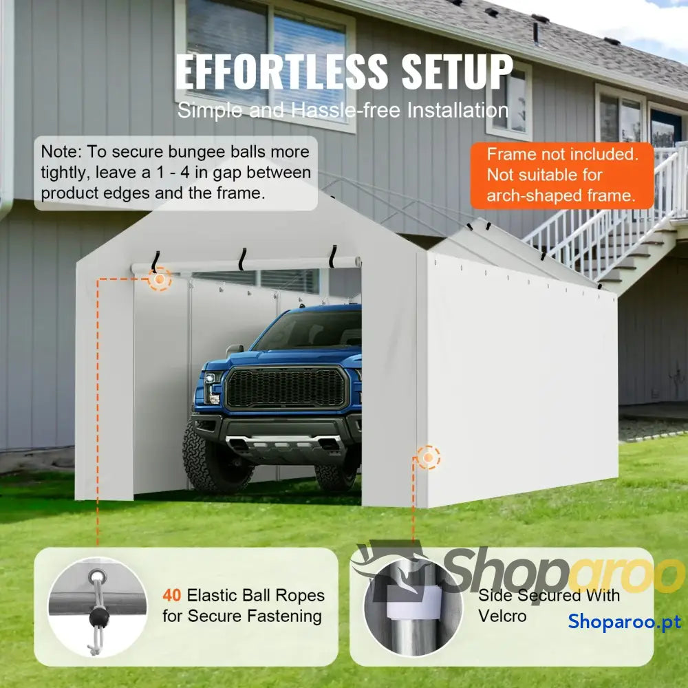 SucceBuy Carport Substituição Garagem Tenda Abrigo Lona Resistente À Prova D’água e Proteção UV.