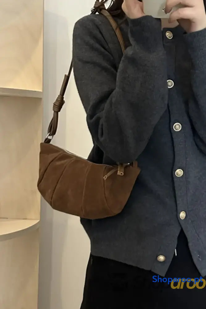 Suede Croissant Shape Shoulder Bag