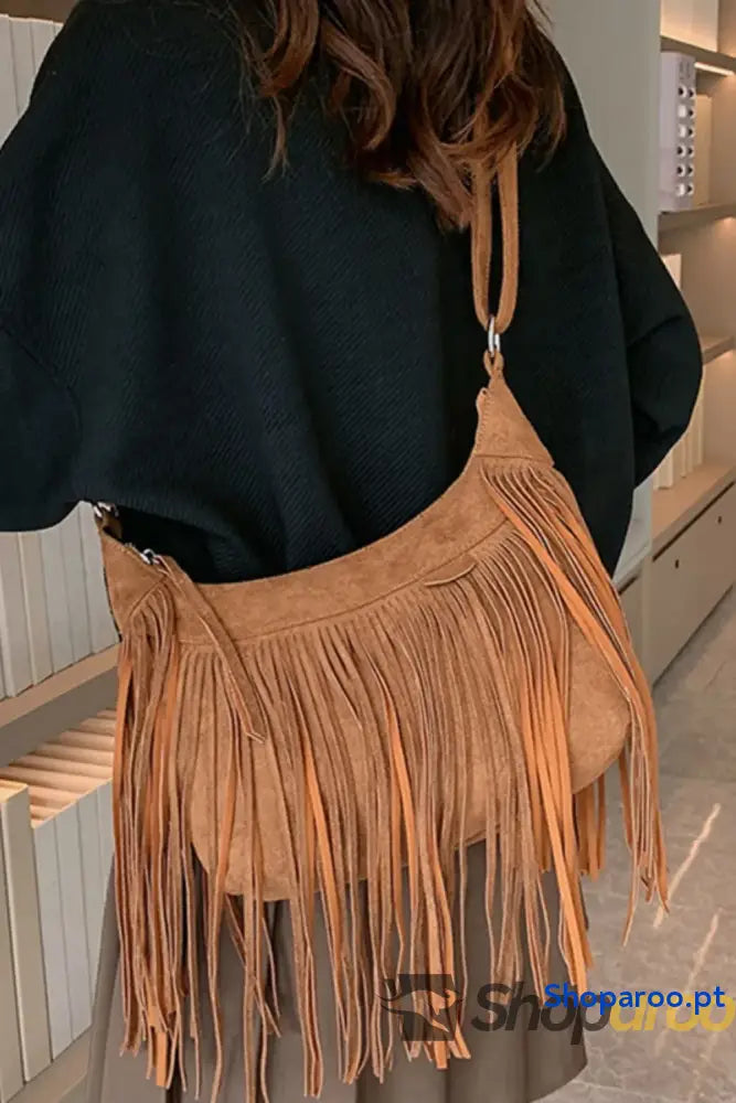 Suede Fringe Adjustable Strap Shoulder Bag