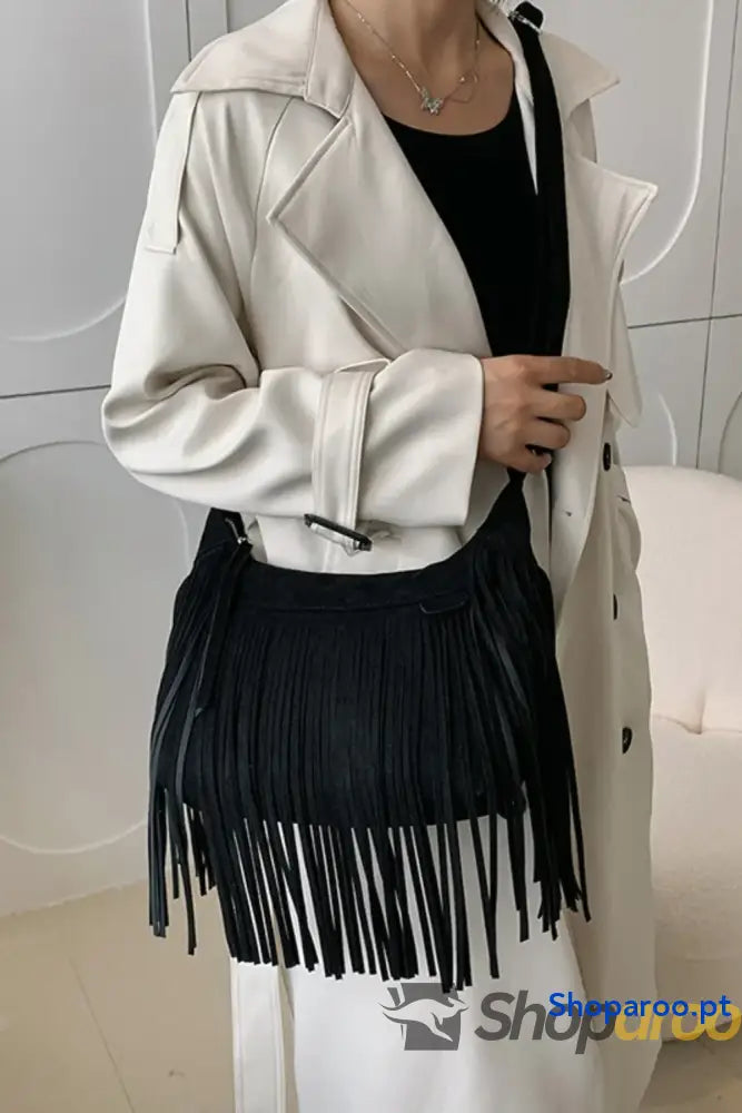 Suede Fringe Adjustable Strap Shoulder Bag