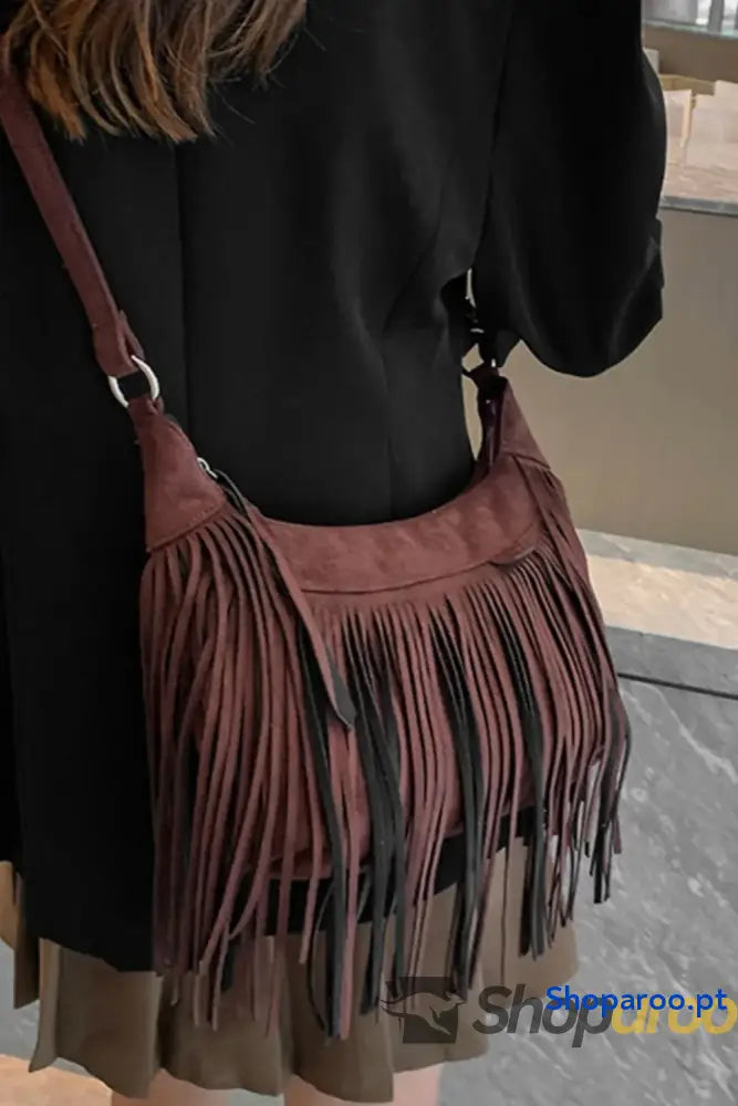 Suede Fringe Adjustable Strap Shoulder Bag