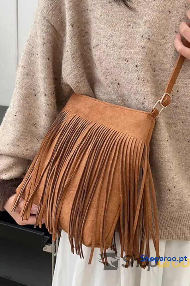Suede Fringe Shoulder Bag