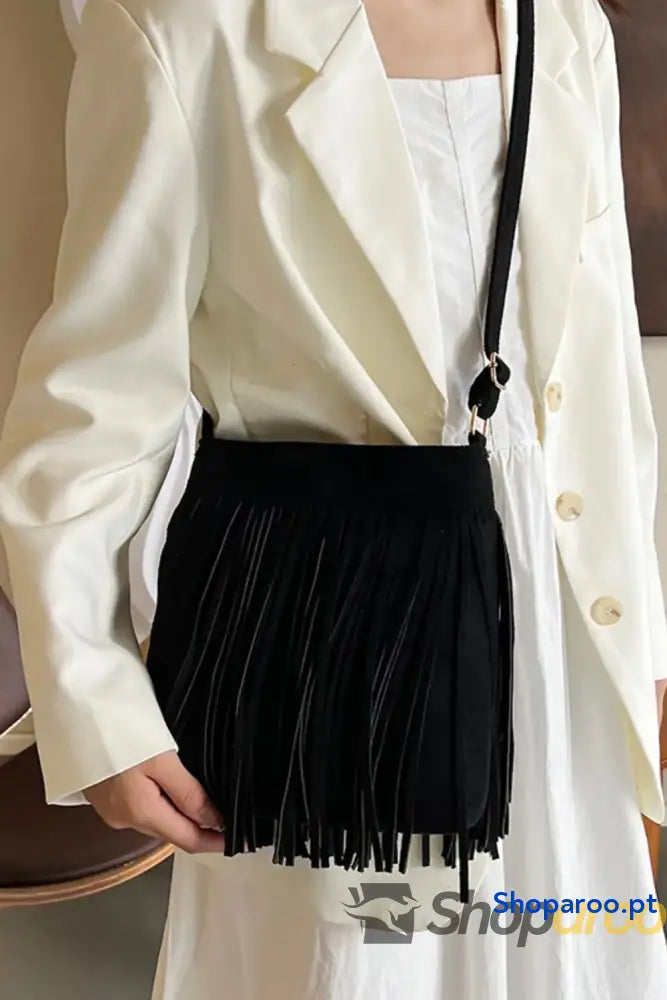Suede Fringe Shoulder Bag