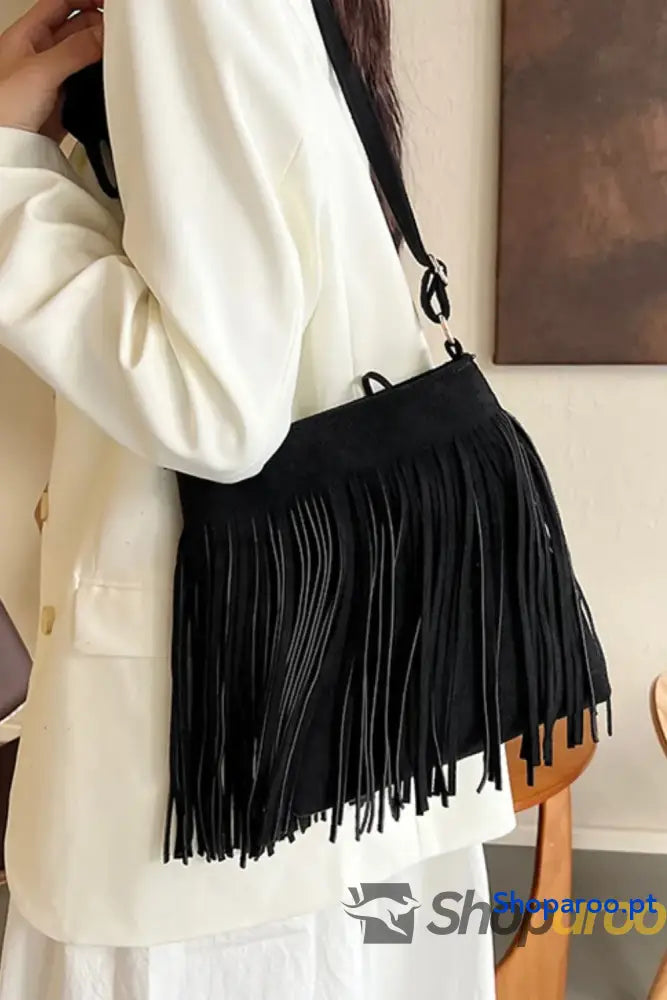 Suede Fringe Shoulder Bag