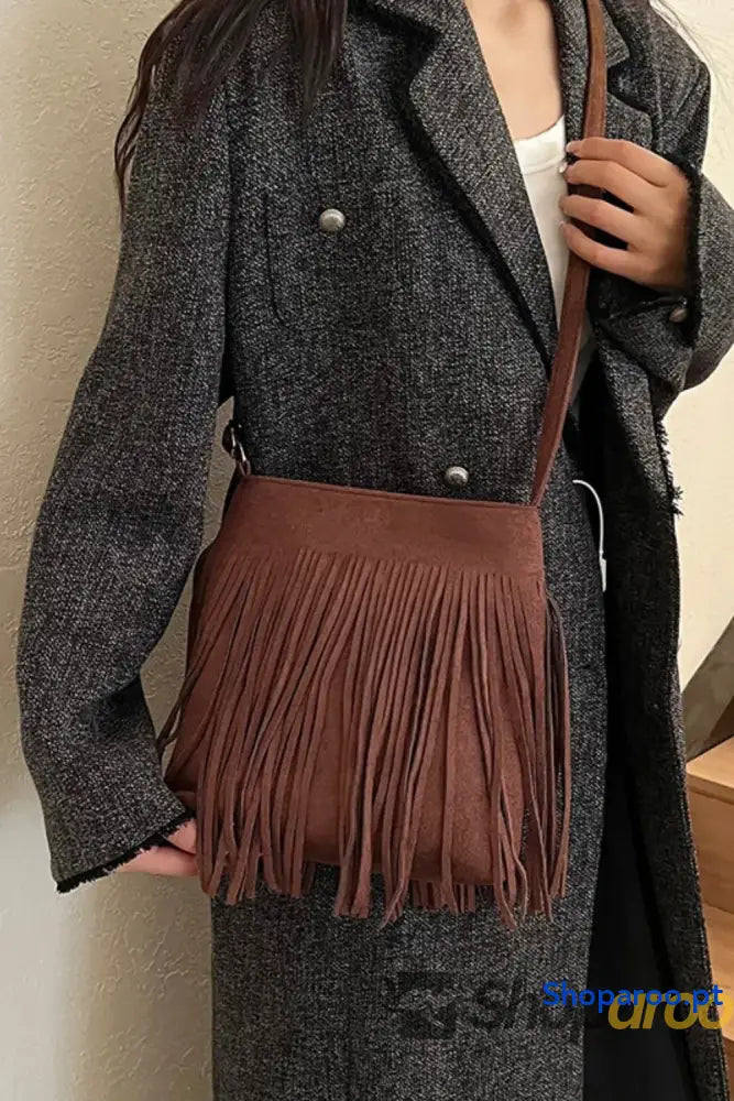 Suede Fringe Shoulder Bag