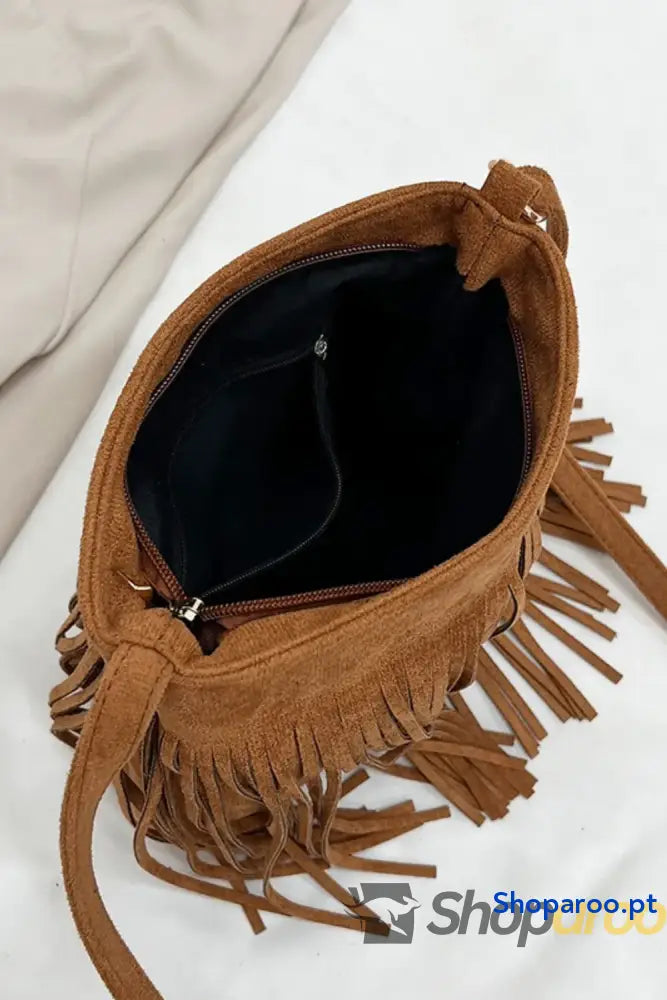 Suede Fringe Shoulder Bag