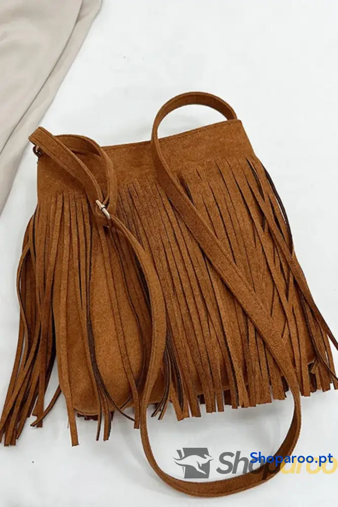 Suede Fringe Shoulder Bag