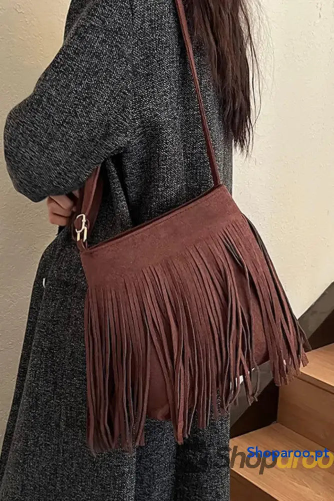 Suede Fringe Shoulder Bag