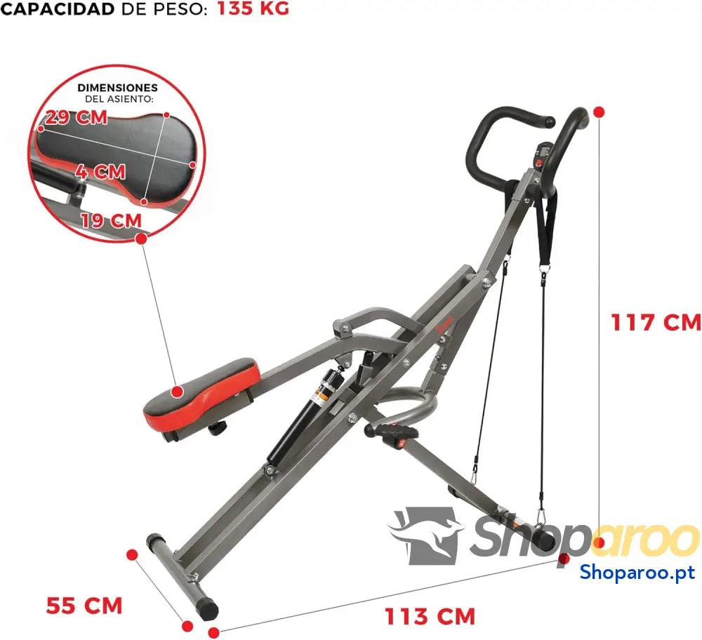 Sunny Health & Fitness Row N Ride Entrenador de Asistencia para Sentadillas Equipo Ejercicio Plegable en Casa con