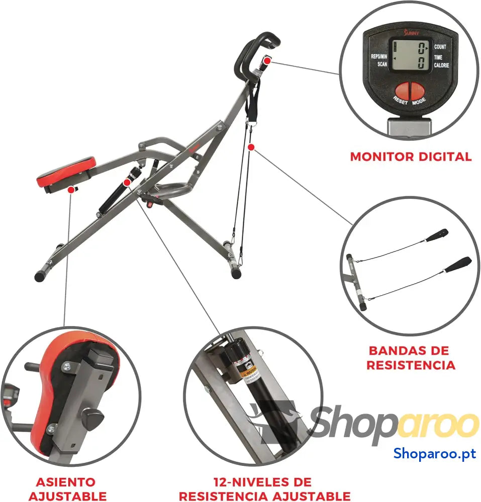 Sunny Health & Fitness Row N Ride Entrenador de Asistencia para Sentadillas Equipo Ejercicio Plegable en Casa con