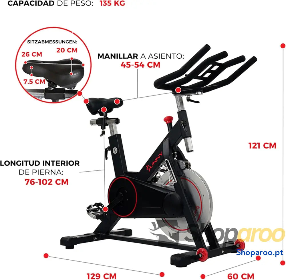 Sunny Health & Fitness Unissexo bicicleta estática para adultos SF B1805 preto tamanho único