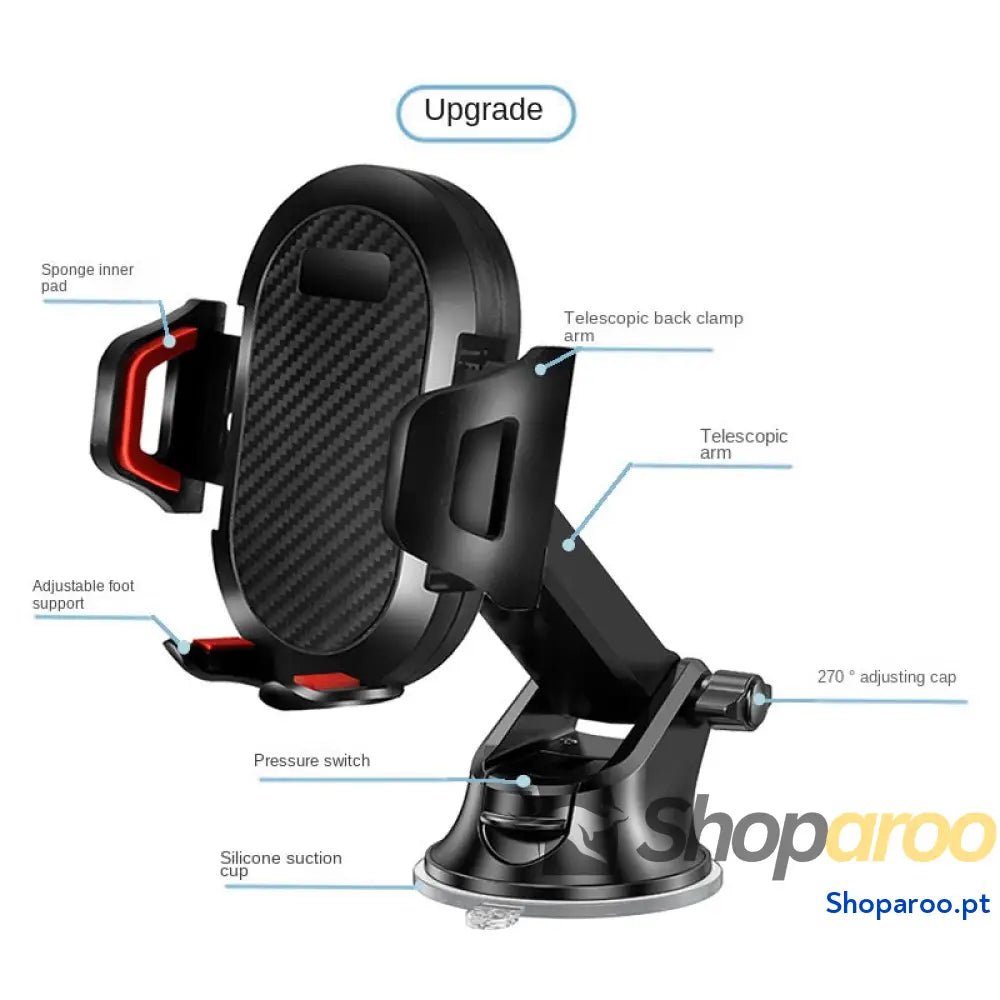 Suporte de telefone para automóvel com fecho automático haste longa