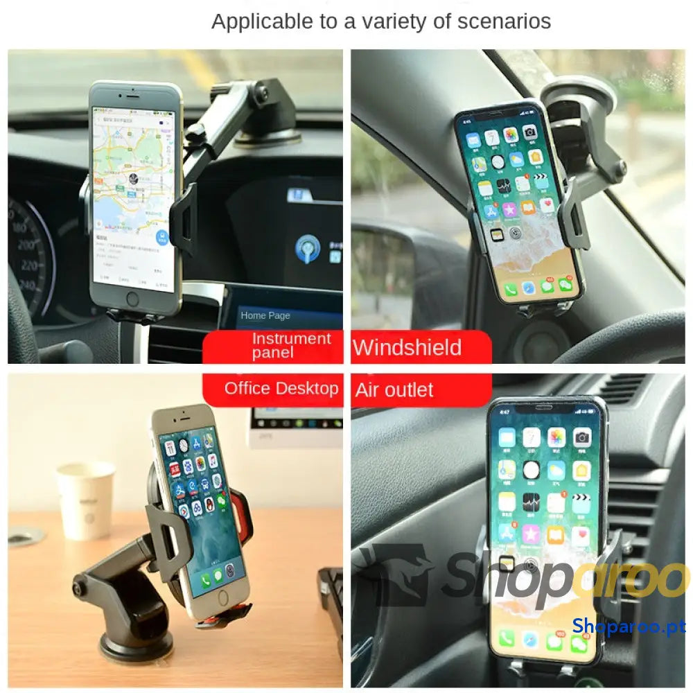 Suporte de telefone para automóvel com fecho automático haste longa