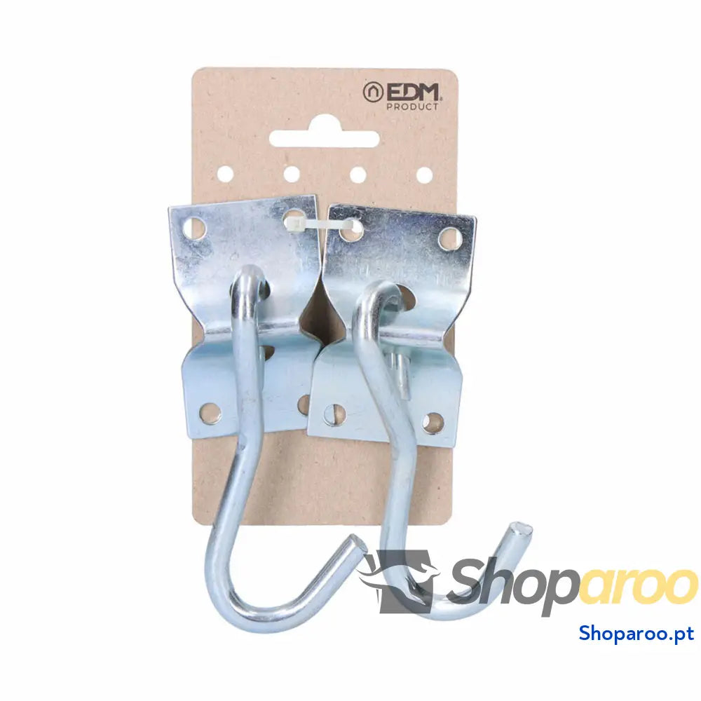 Suporte EDM 85243 Prateado 70 x 45 mm Gancho para pendurar Cama de Rede (2 Unidades)