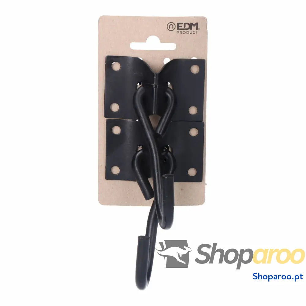 Suporte EDM 85293 Preto 70 x 45 mm Gancho para pendurar Cama de Rede (2 Unidades)