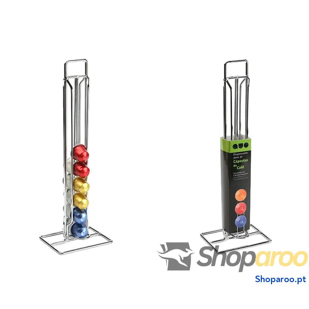 Suporte para 20 Cápsulas de Café Versa Metal Aço 10 x 39 12,3 cm
