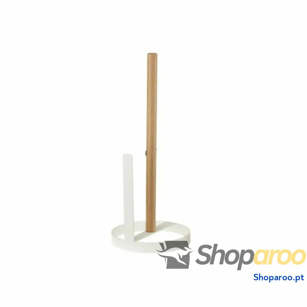 Suporte para Rolos de Papel de Cozinha DKD Home Decor 13 x 13 x 31,5 cm Natural Metal Branco Pinheiro