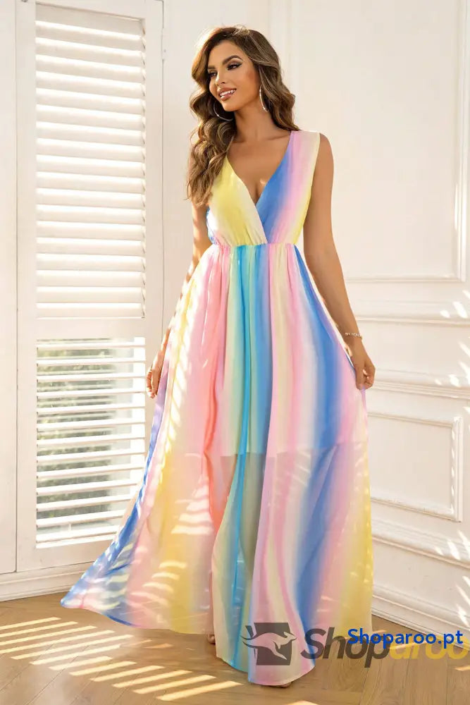 Surplice Neck Sleeveless Maxi Dress