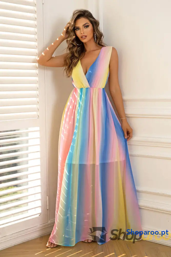 Surplice Neck Sleeveless Maxi Dress
