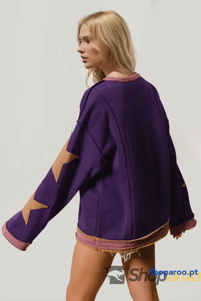 Sweatshirt de manga comprida Double Take Star Patched
