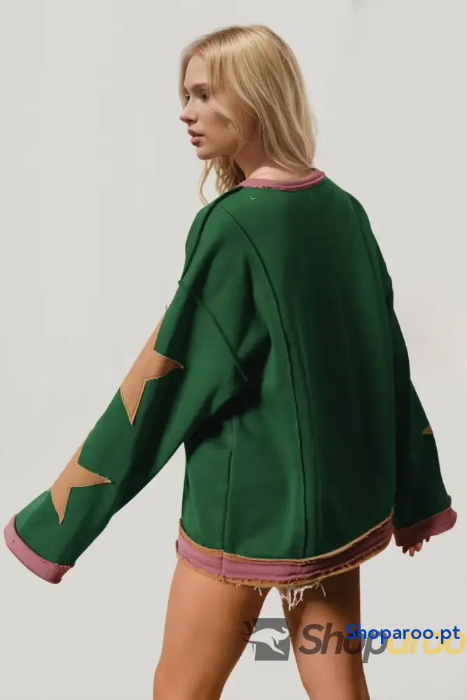 Sweatshirt de manga comprida Double Take Star Patched