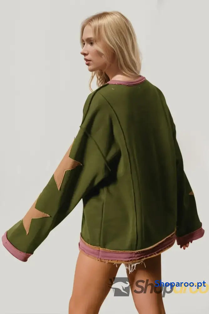 Sweatshirt de manga comprida Double Take Star Patched