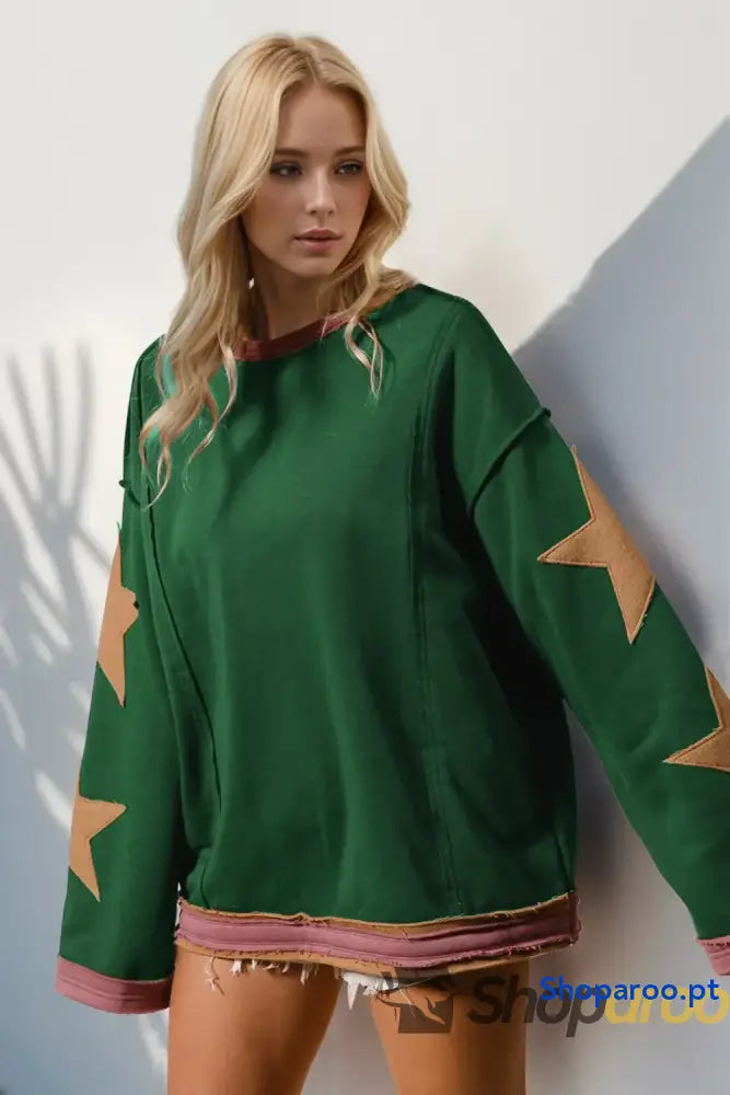 Sweatshirt de manga comprida Double Take Star Patched