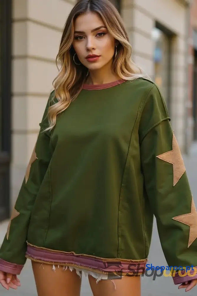 Sweatshirt de manga comprida Double Take Star Patched
