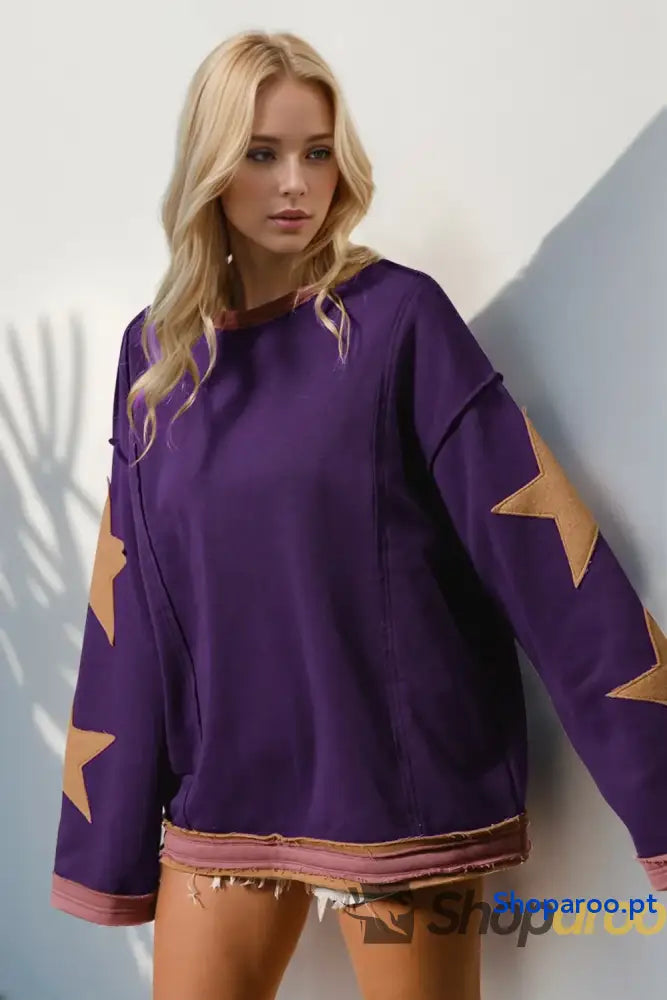 Sweatshirt de manga comprida Double Take Star Patched
