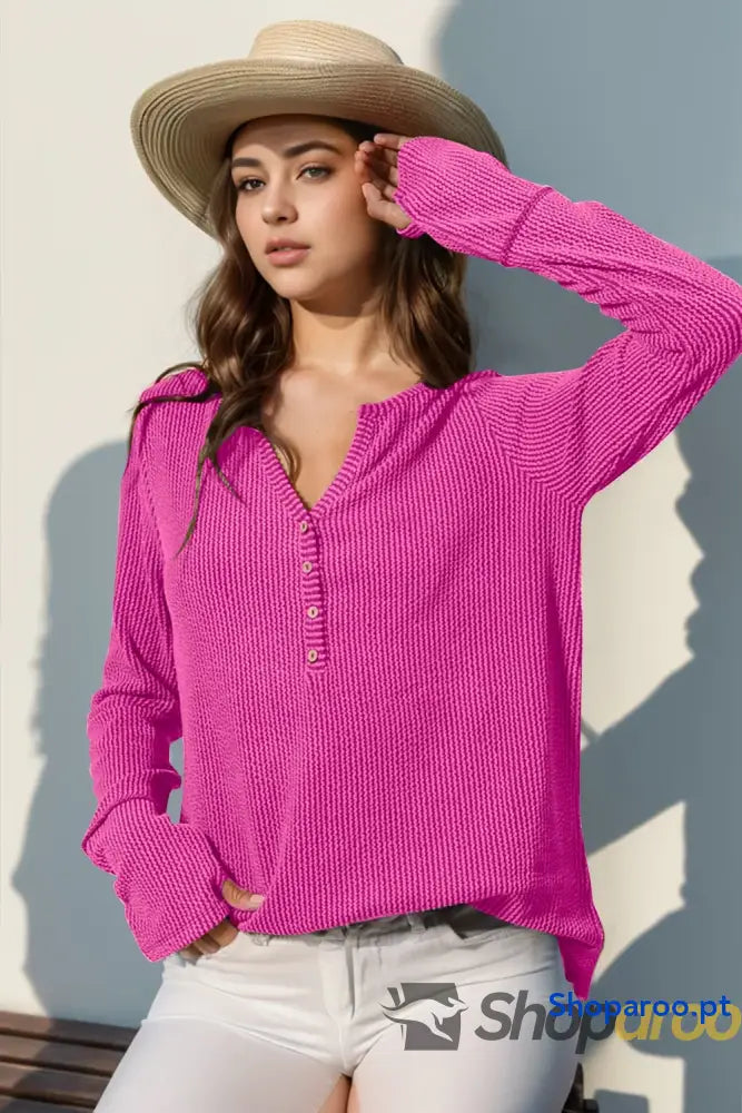 T-shirt de manga comprida com orifício para o polegar tamanho grande Double Take