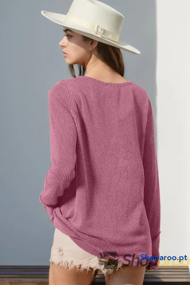 T-shirt de manga comprida com orifício para o polegar tamanho grande Double Take