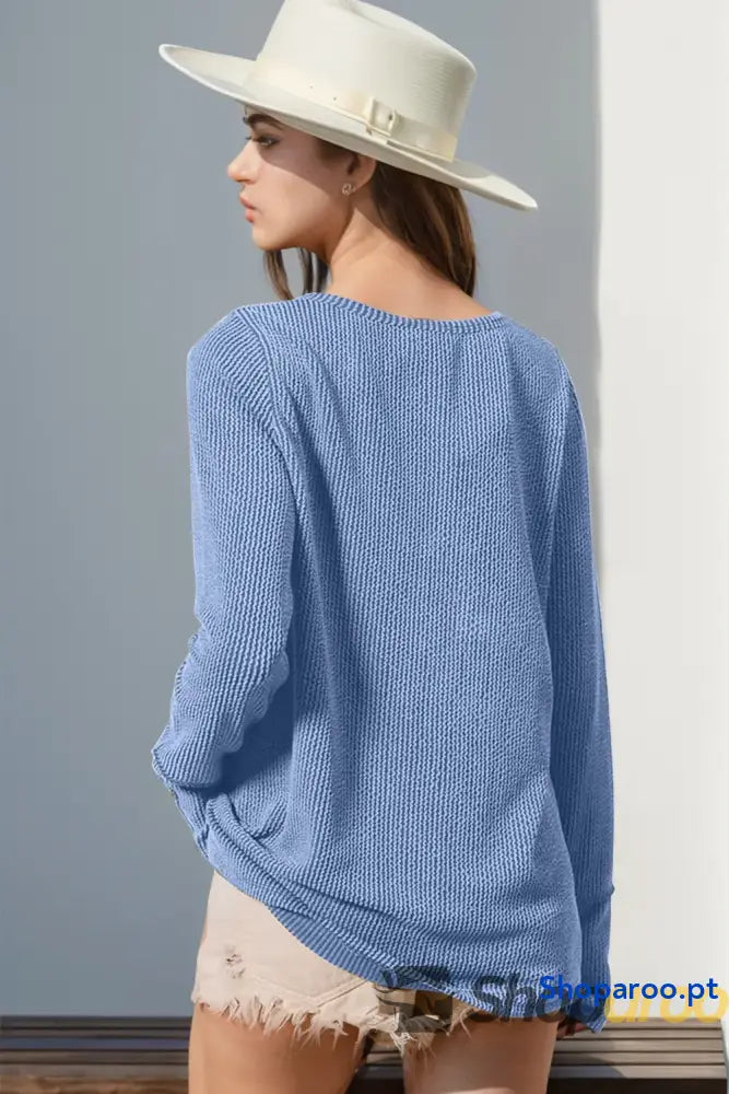 T-shirt de manga comprida com orifício para o polegar tamanho grande Double Take