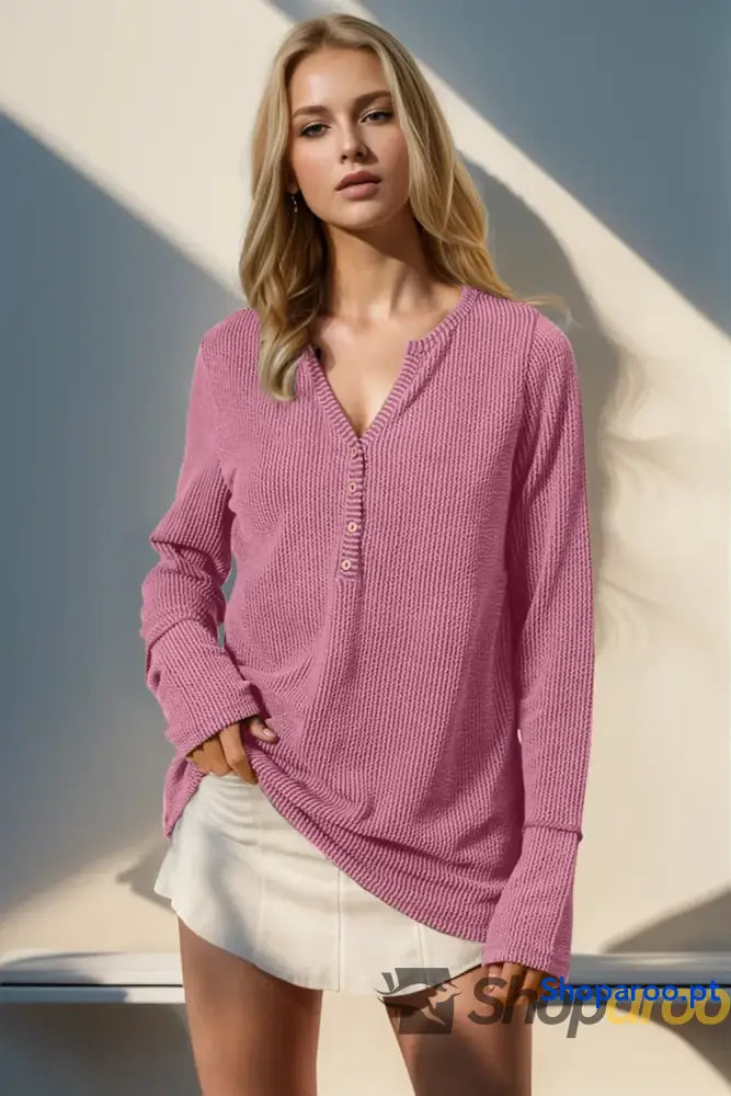 T-shirt de manga comprida com orifício para o polegar tamanho grande Double Take