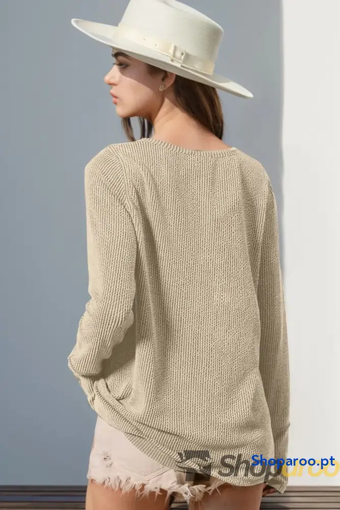 T-shirt de manga comprida com orifício para o polegar tamanho grande Double Take