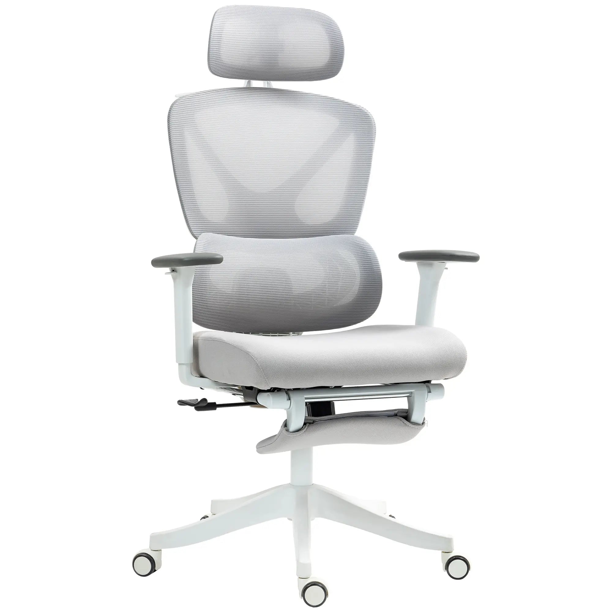Cadeira de Escritório de Malha Reclinável com Apoio para a Cabeça Ajustável e Altura Regulável 71x70x109-119 cm Cinza