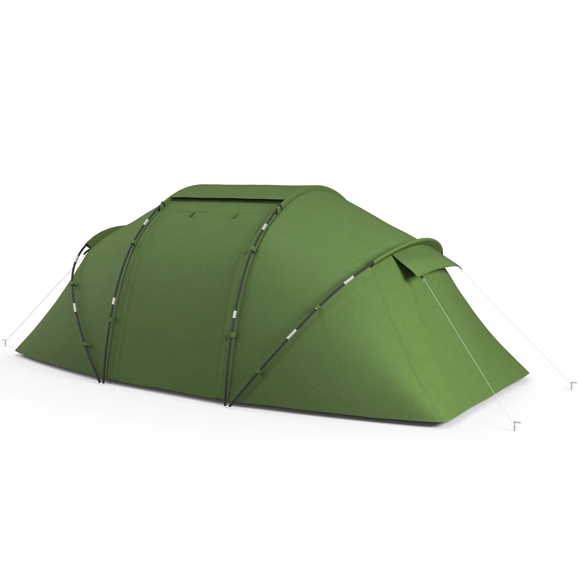 Tenda de Campismo Familiar Dobrável para 4 Pessoas Verde Impermeável