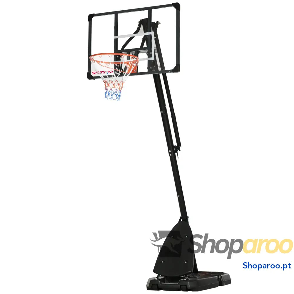 Tabela de Basquetebol com Altura Ajustável Rodas Base Preenchida Água ou Areia para Exterior 111x70,5x293 350 cm Preto