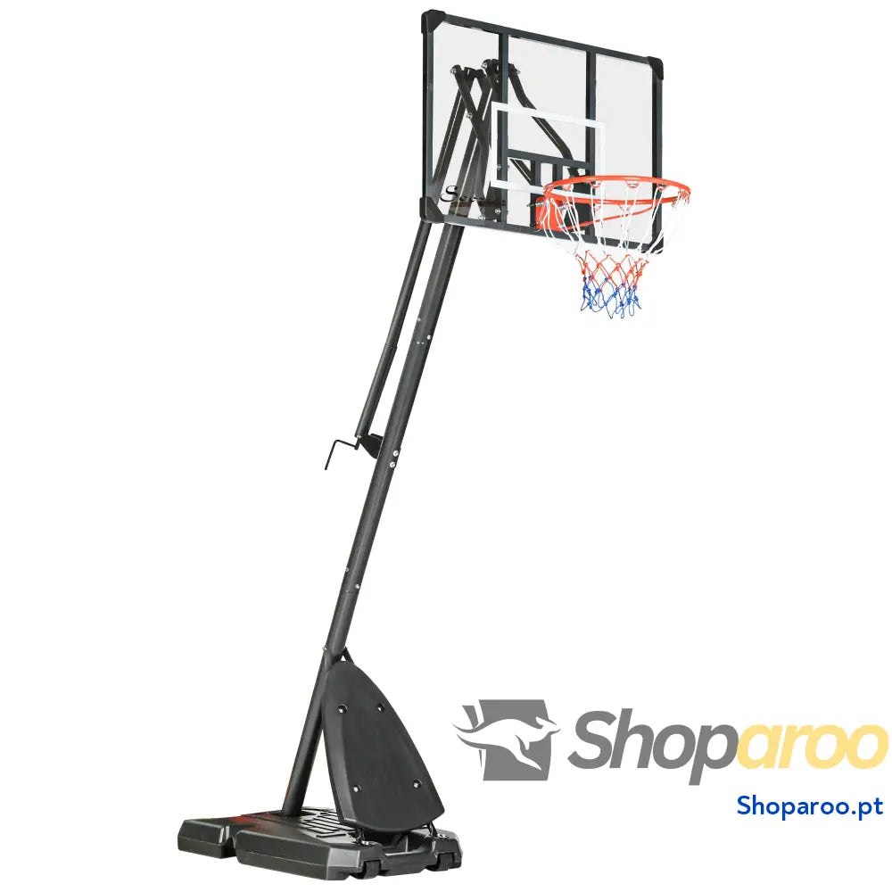 Tabela de Basquetebol com Altura Ajustável Rodas Base Preenchida Água ou Areia para Exterior 111x70,5x293 350 cm Preto